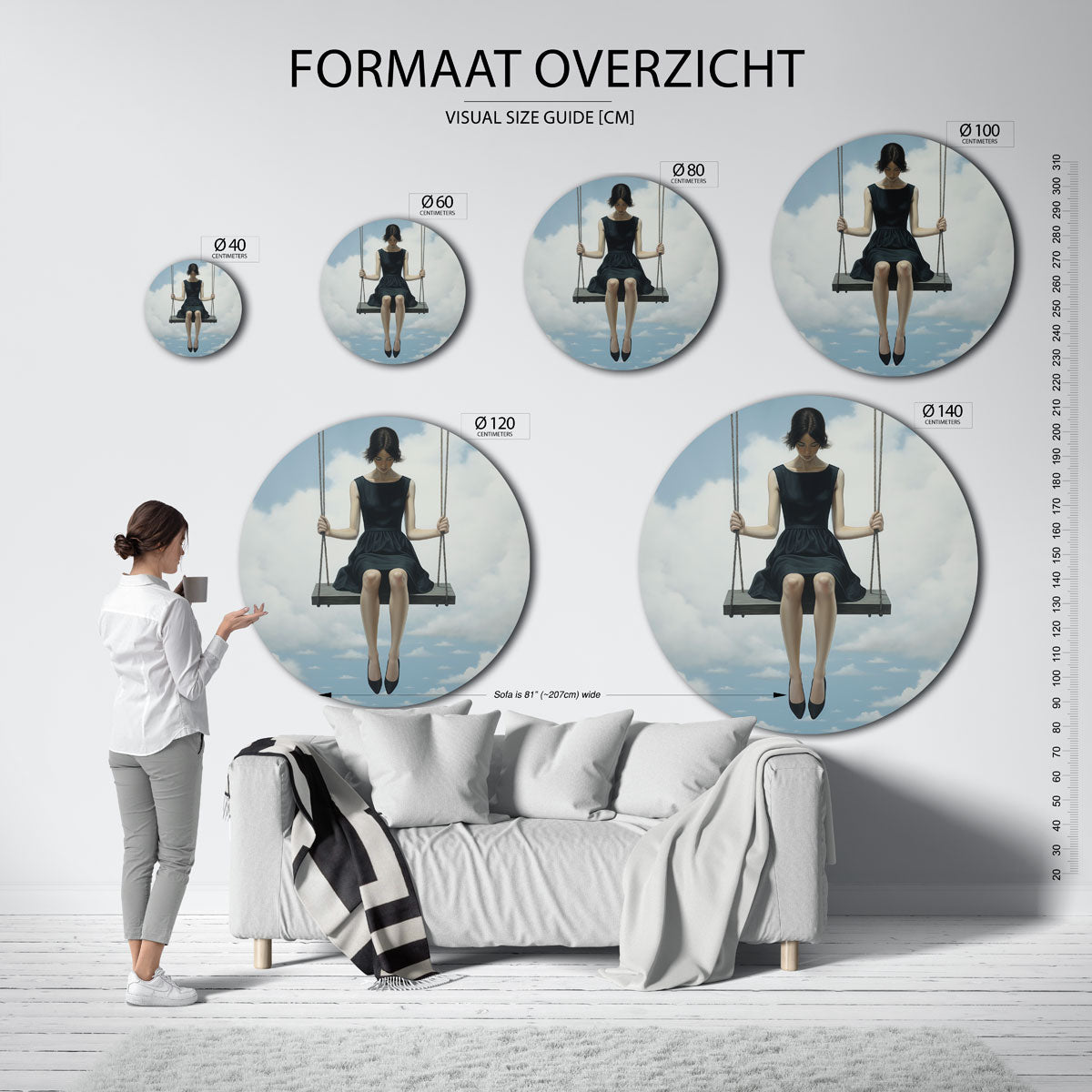 Vrouw op schommel Muurcirkel