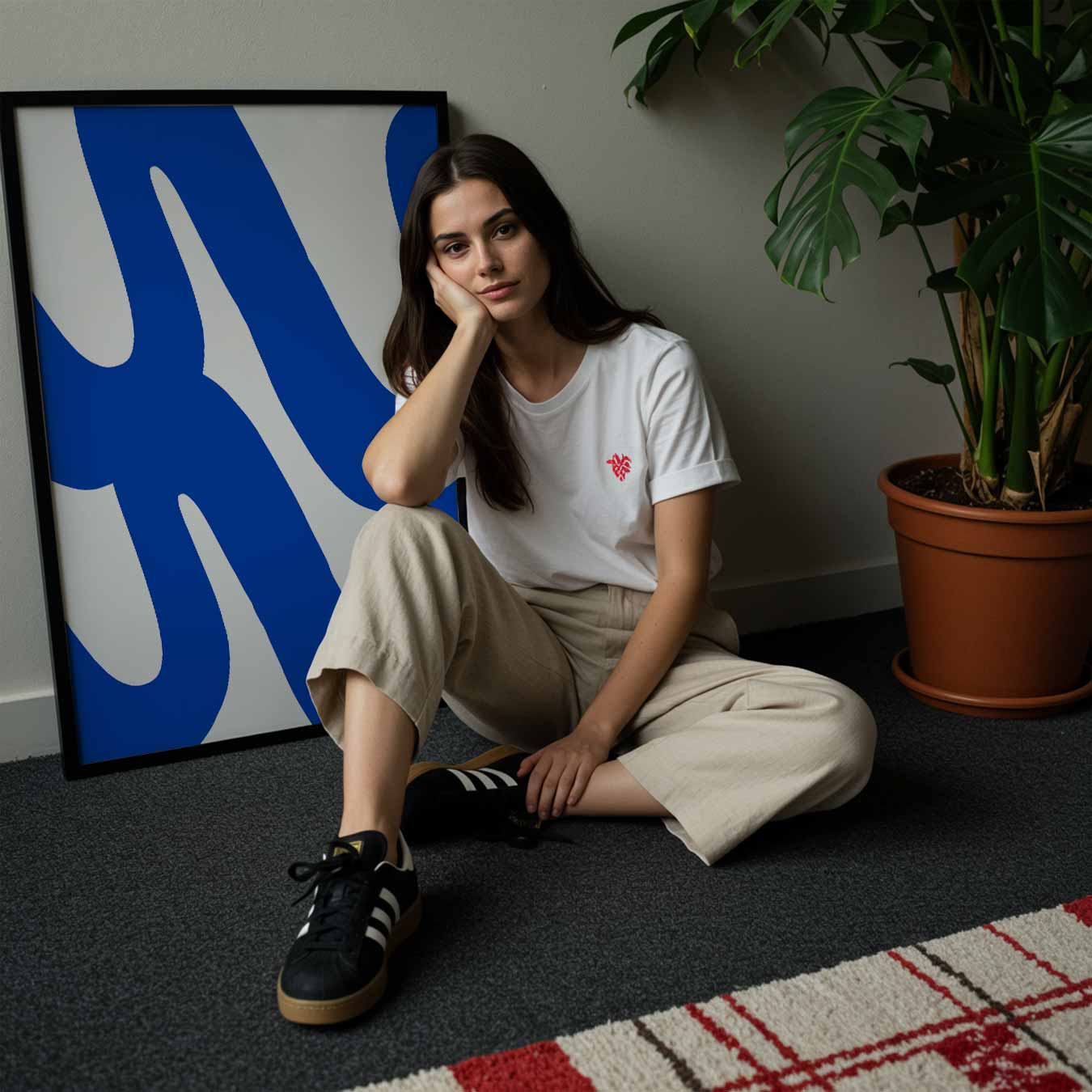 Abstracte Blauwe Golf Poster-WallArtistic