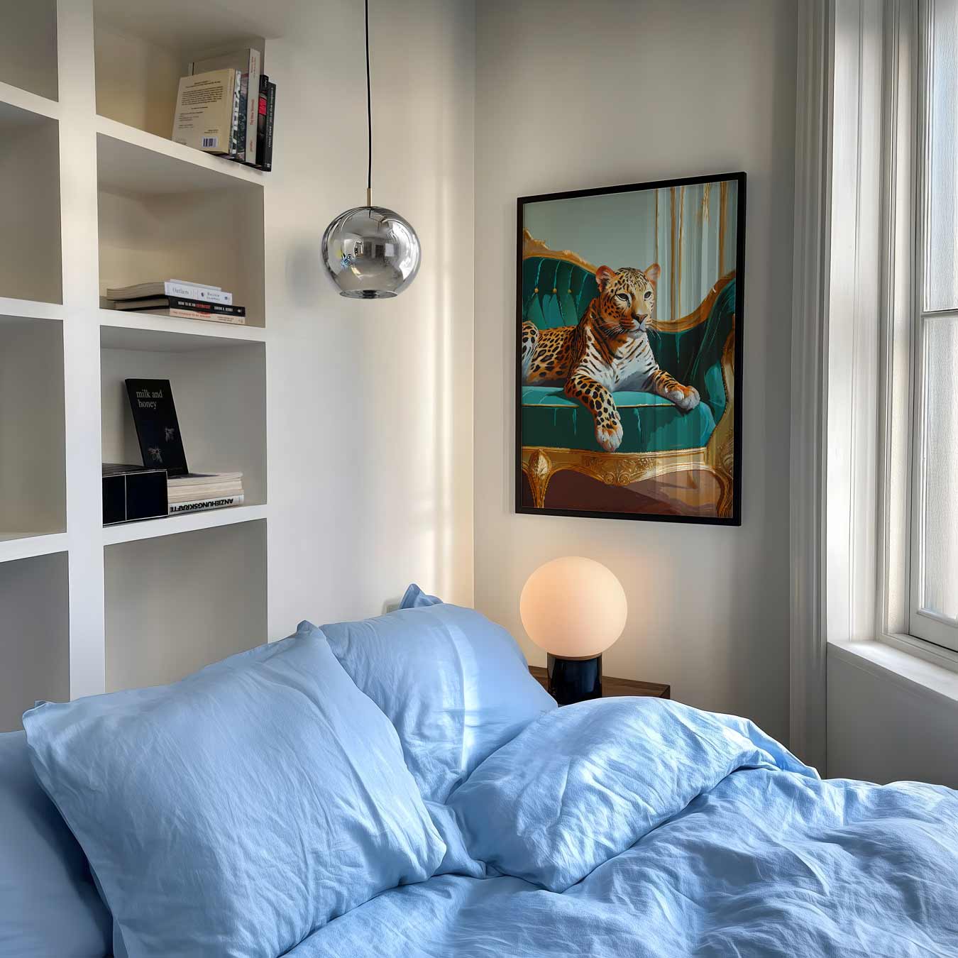 Luipaard op Luxueuze Bank Poster-WallArtistic