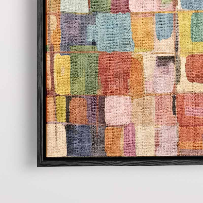 Kleurrijke Abstracte Compositie Kunstwerk-canvas-dibond-plexiglas-wanddecoratie-WallArtistic