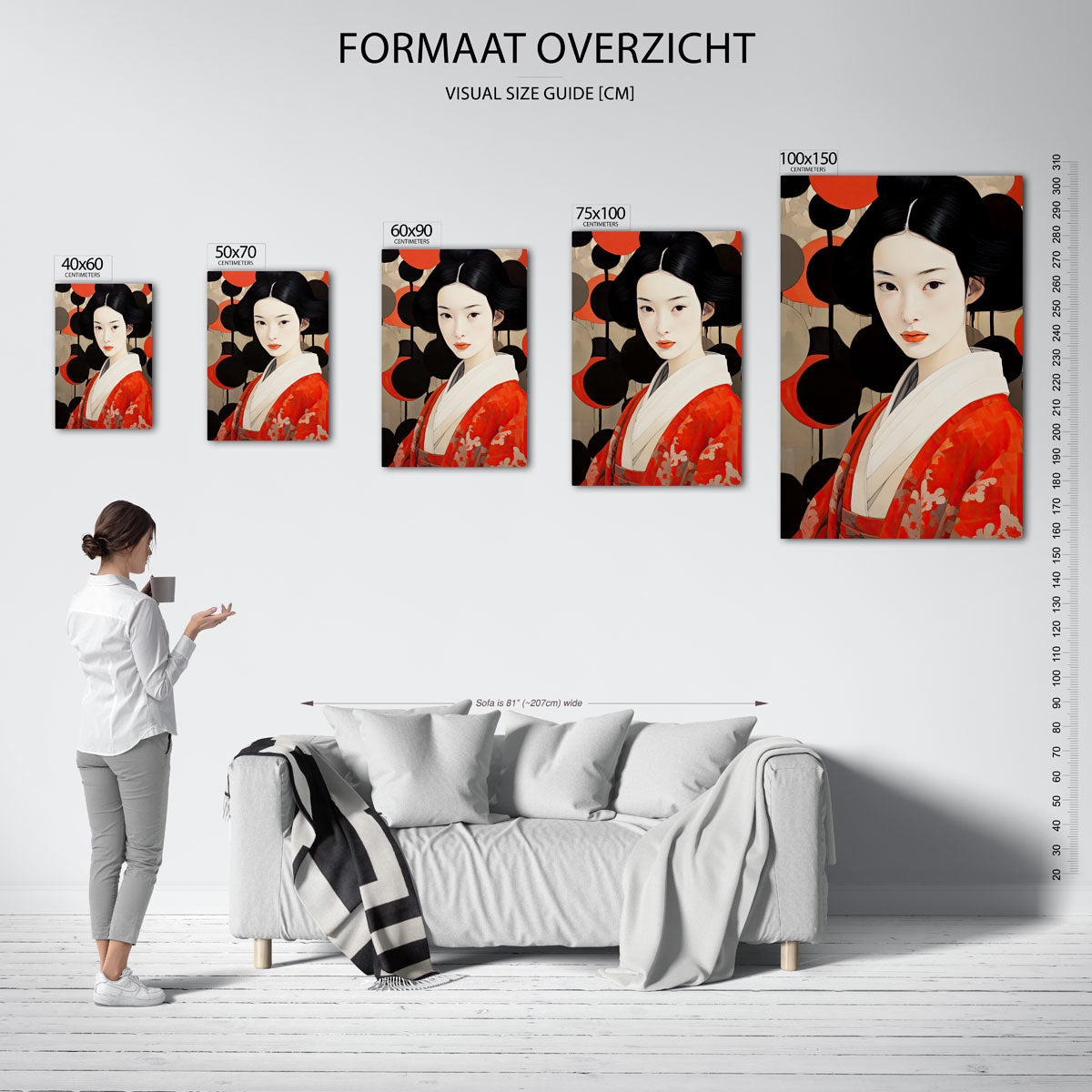 Vrouw in rood Kunstwerk