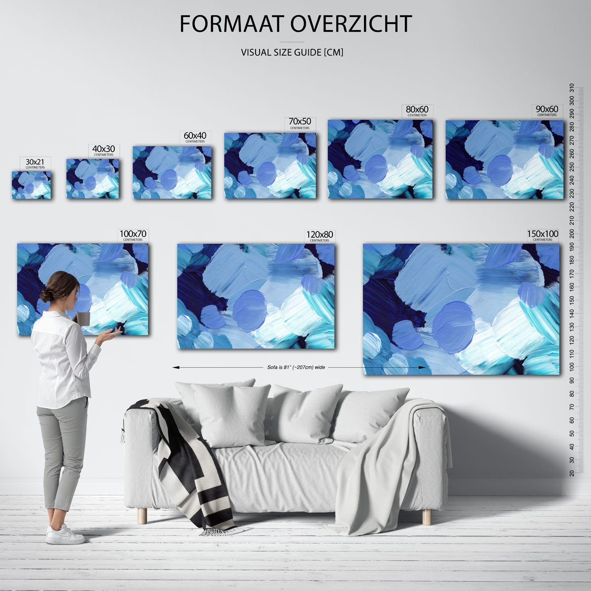 Abstracte blauwe vormen Poster