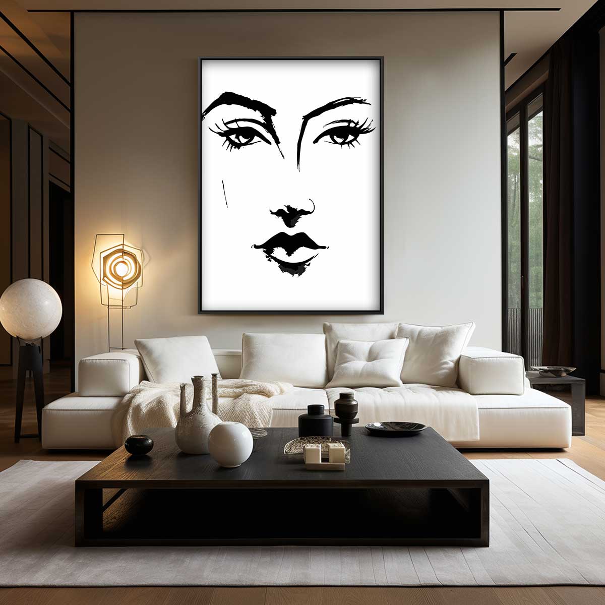 Minimalistisch Portret in Zwart-Wit Kunstwerk-canvas-dibond-plexiglas-wanddecoratie-WallArtistic