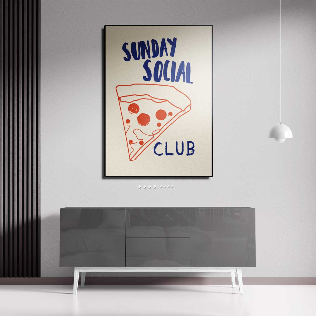 Pizza Party Illustratie Kunstwerk-canvas-dibond-plexiglas-wanddecoratie-WallArtistic