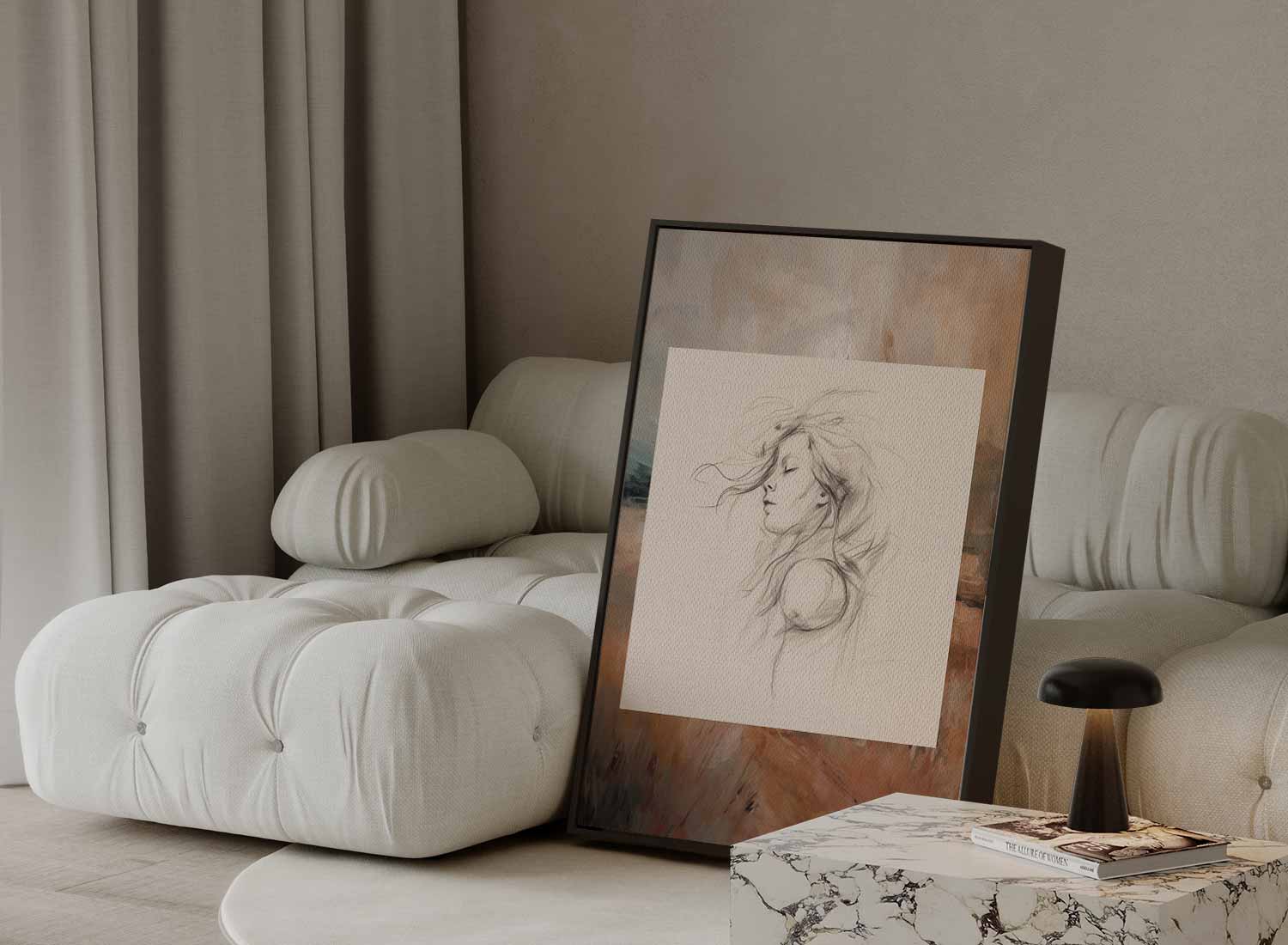 Dromerig Portret Kunstwerk-canvas-dibond-plexiglas-wanddecoratie-WallArtistic