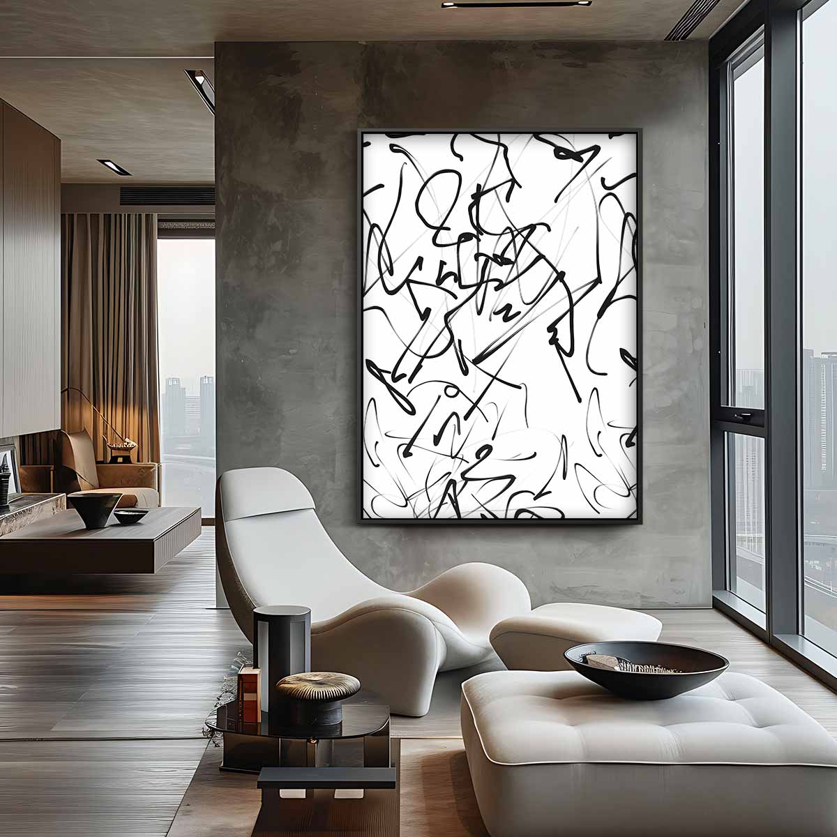 Chaotische Lijnen Kunstwerk Kunstwerk-canvas-dibond-plexiglas-wanddecoratie-WallArtistic