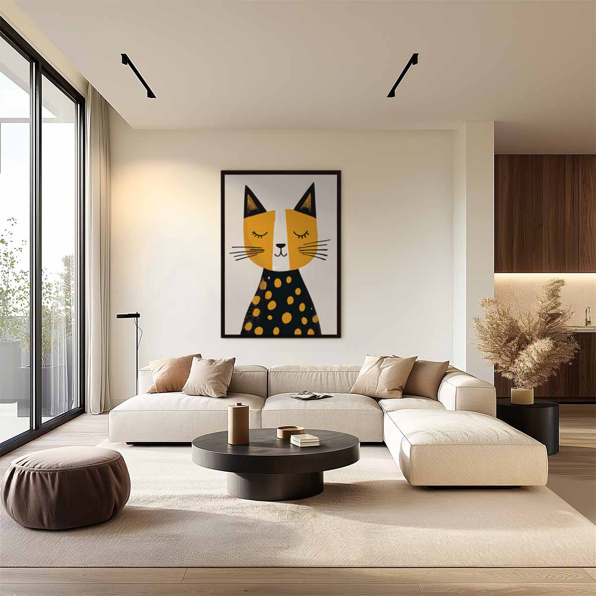 Vrolijke Kattenkunst Kunstwerk-canvas-dibond-plexiglas-wanddecoratie-WallArtistic