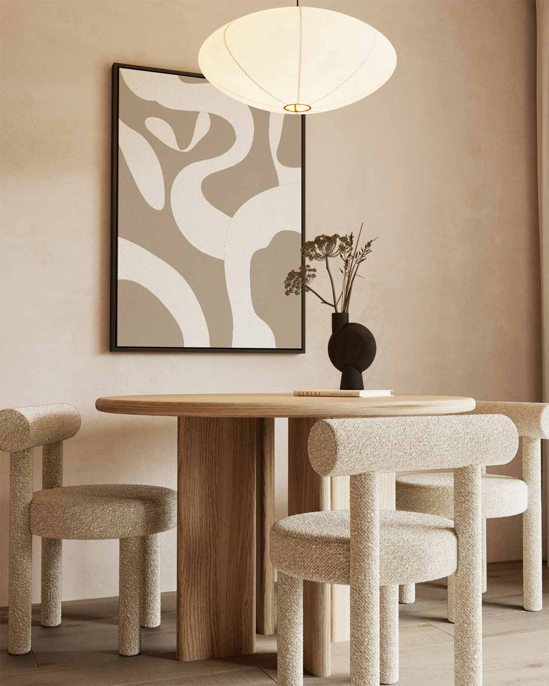 Organische Vormen in Beige Kunstwerk-canvas-dibond-plexiglas-wanddecoratie-WallArtistic