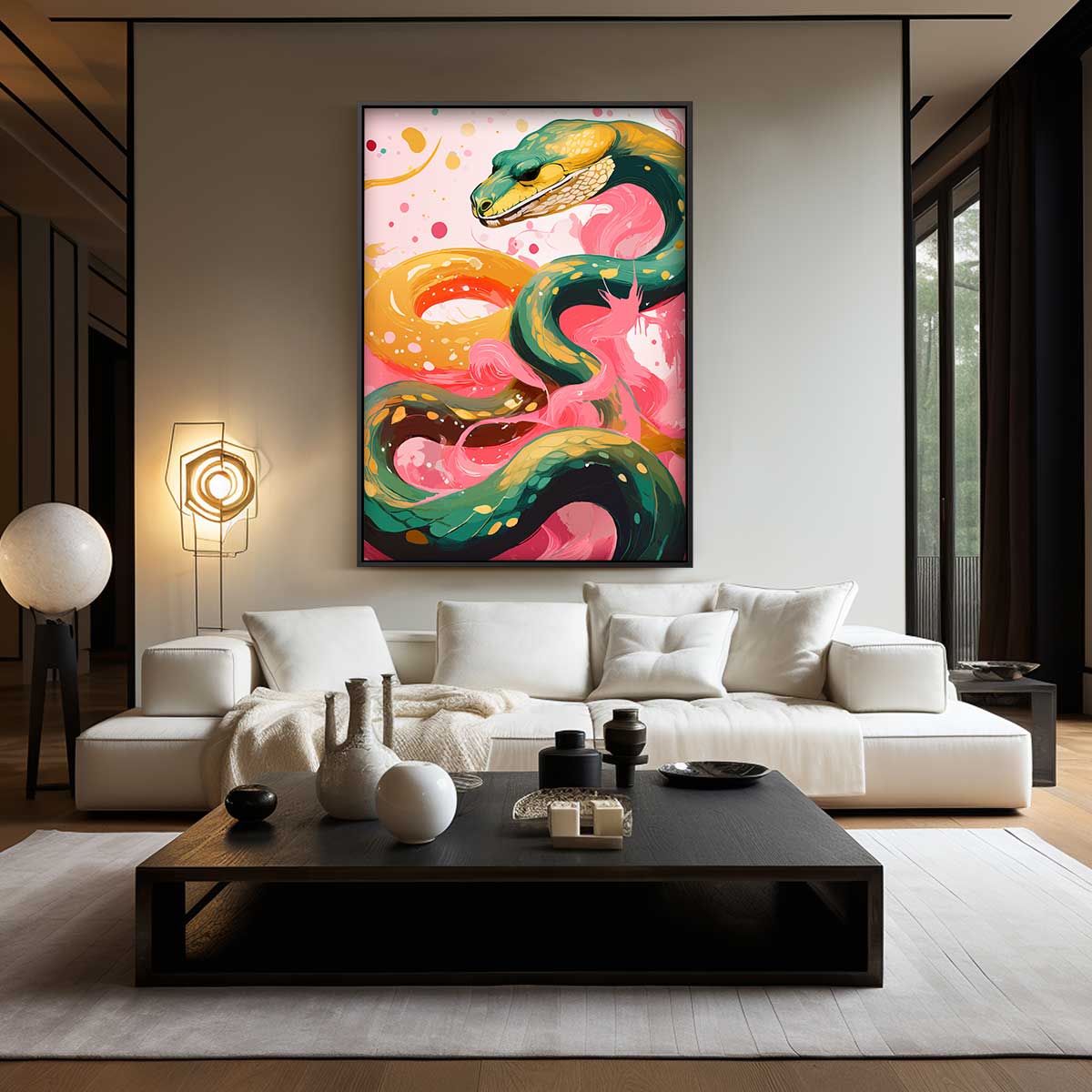 Kleurrijke Slangenpracht Kunstwerk-canvas-dibond-plexiglas-wanddecoratie-WallArtistic