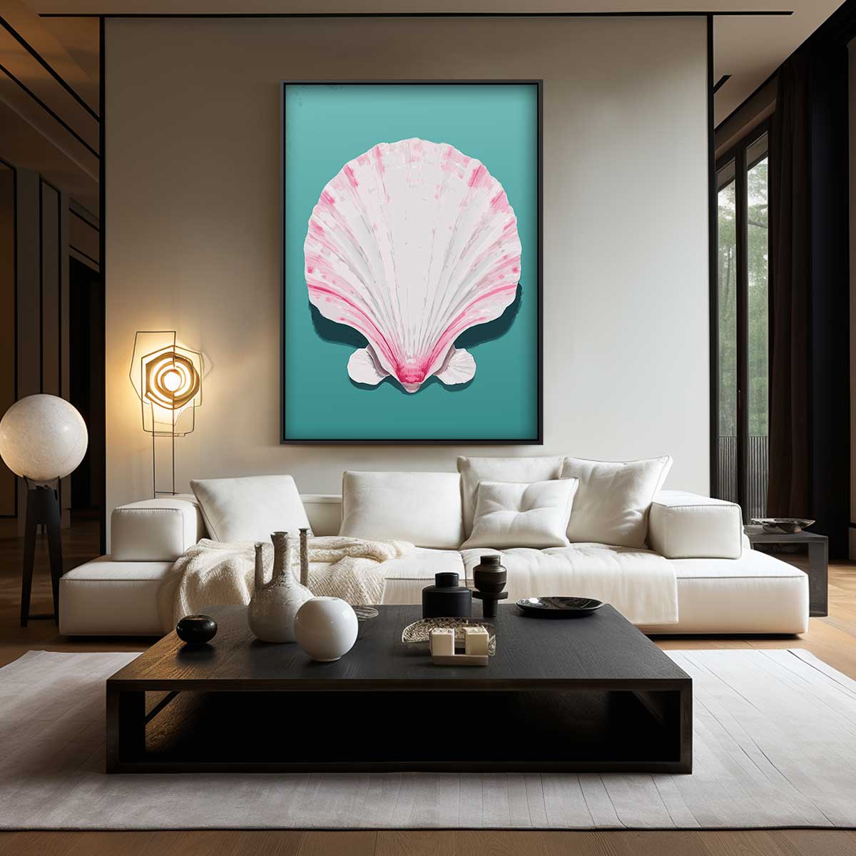 Schelp met Roze Accenten Kunstwerk-canvas-dibond-plexiglas-wanddecoratie-WallArtistic