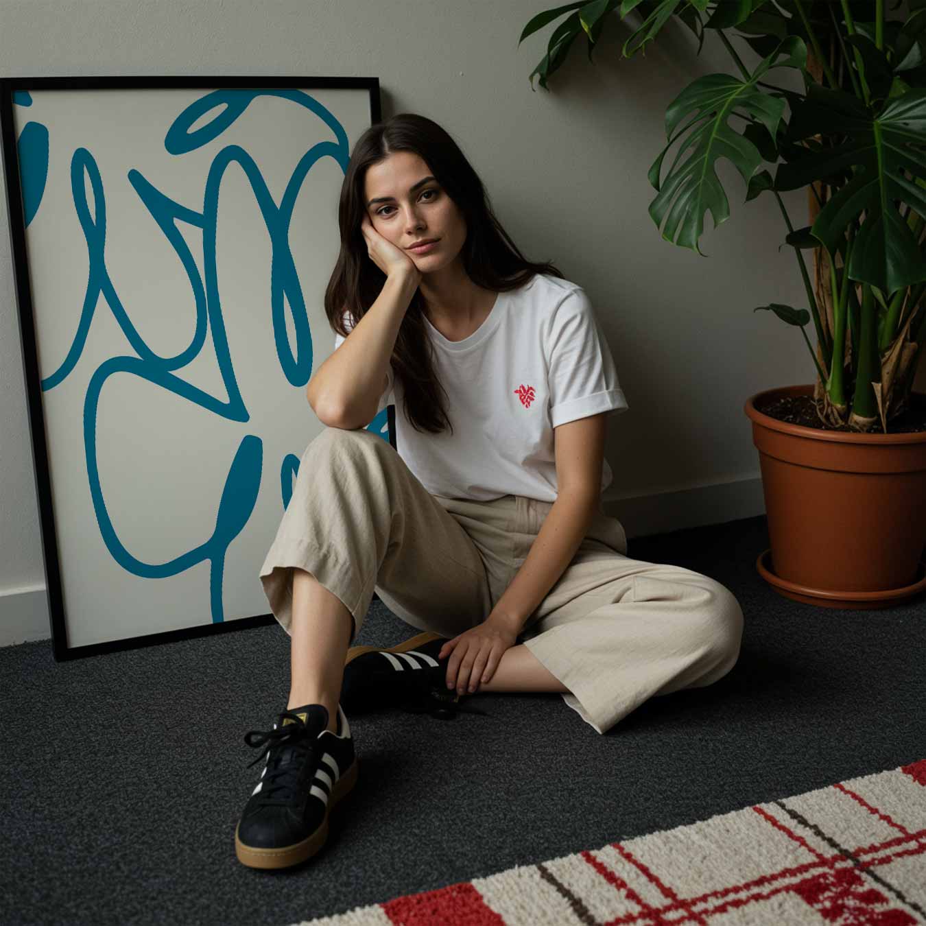 Abstracte Blauwe Bloem Poster-WallArtistic