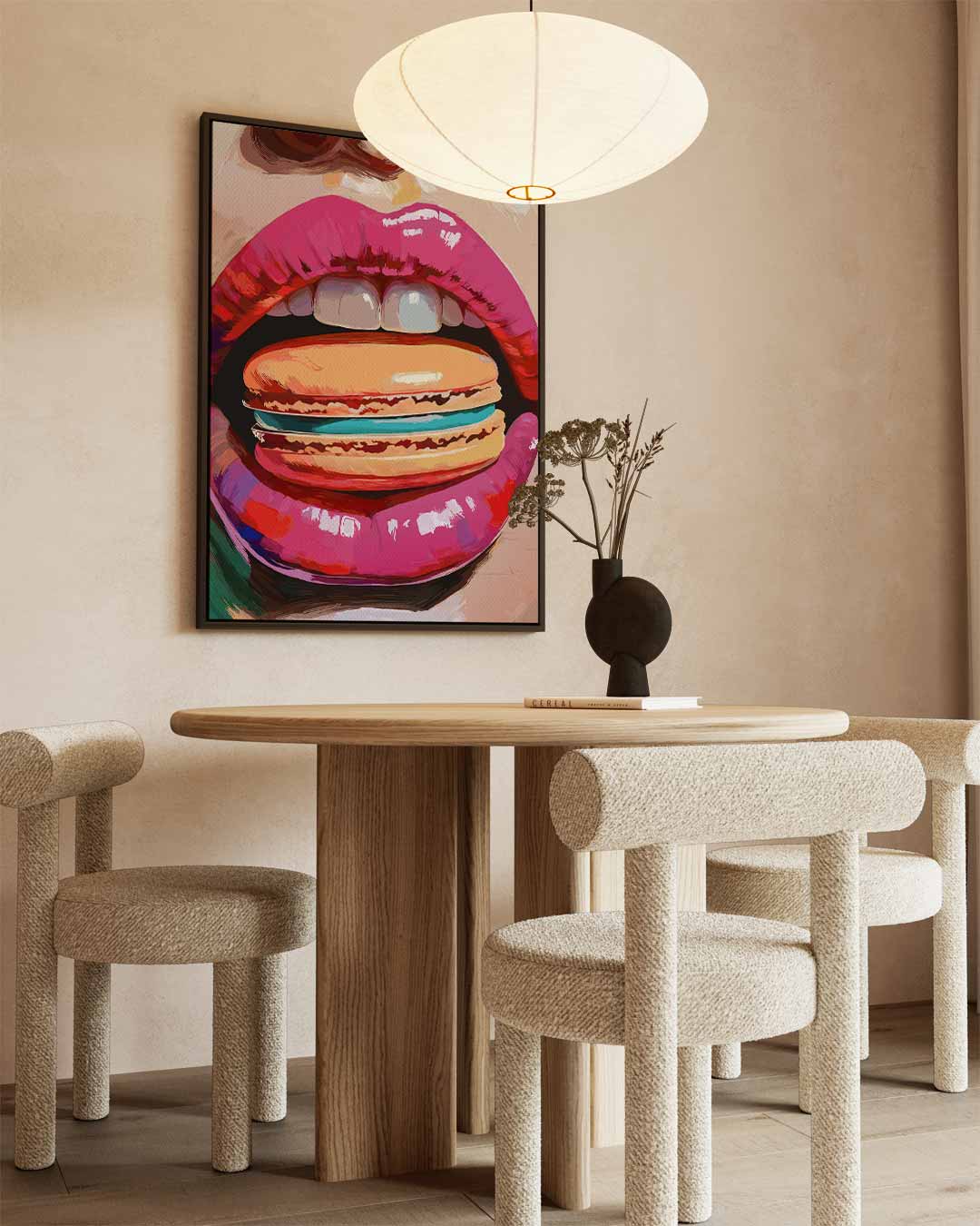 Kleurrijke Lippen en Macaron Kunstwerk-canvas-dibond-plexiglas-wanddecoratie-WallArtistic