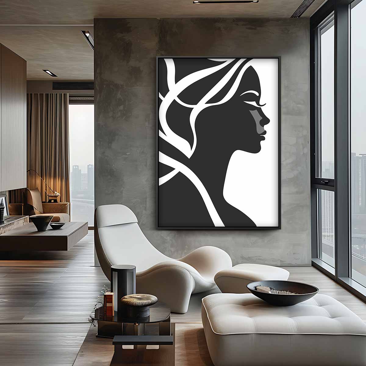 Tijdloze Elegantie in Zwart-Wit Kunstwerk-canvas-dibond-plexiglas-wanddecoratie-WallArtistic