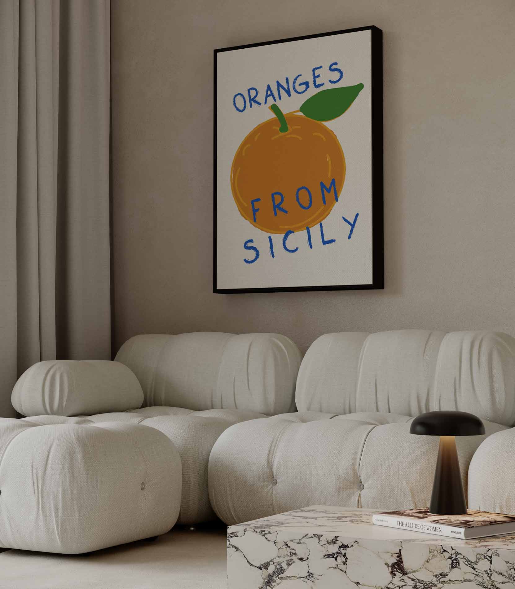 Zonnige Sicilië Sinaasappelprint Kunstwerk-canvas-dibond-plexiglas-wanddecoratie-WallArtistic