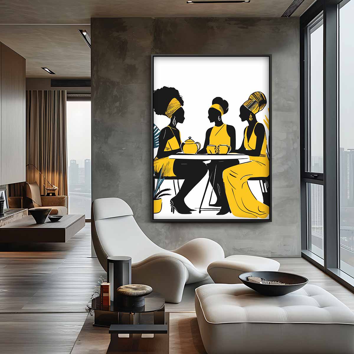 Gezellig Koffieklets Tafereel Kunstwerk-canvas-dibond-plexiglas-wanddecoratie-WallArtistic