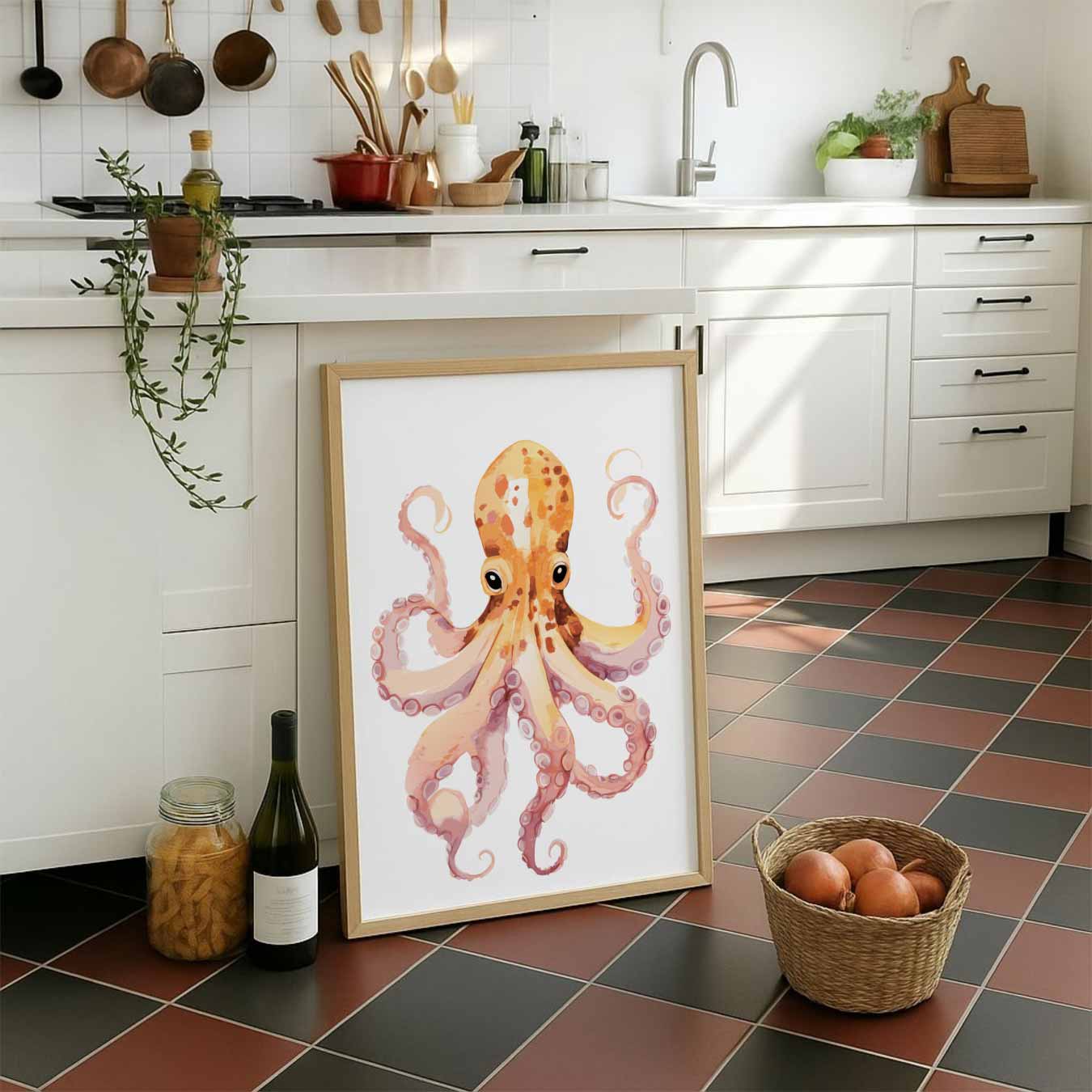 Vrolijke Octopus Kunstposter