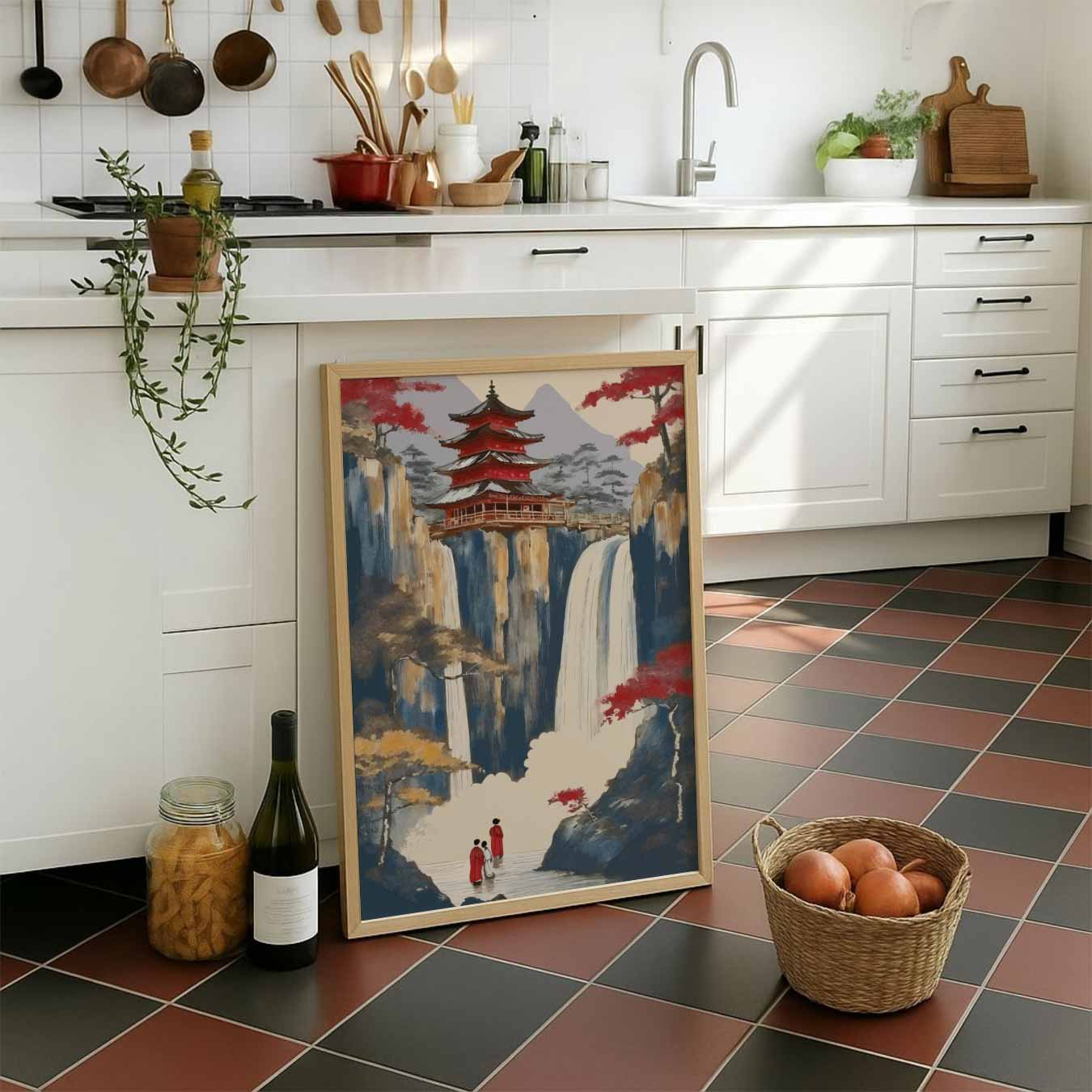 Mystieke Oosterse Waterval Poster-WallArtistic