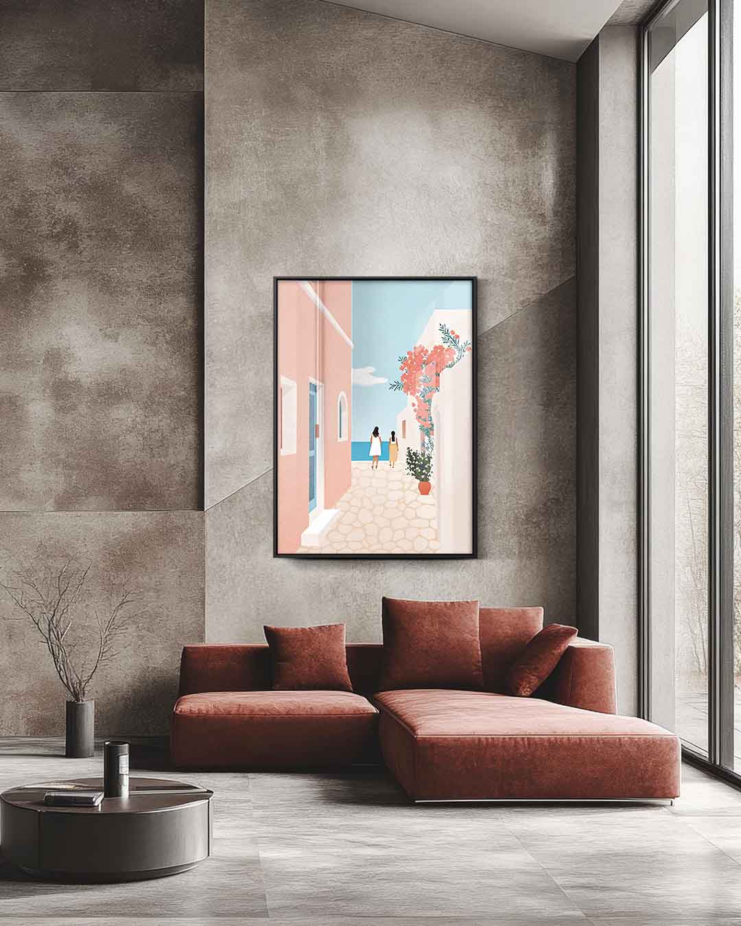 Zonovergoten Straatje aan de Zee Kunstwerk-canvas-dibond-plexiglas-wanddecoratie-WallArtistic