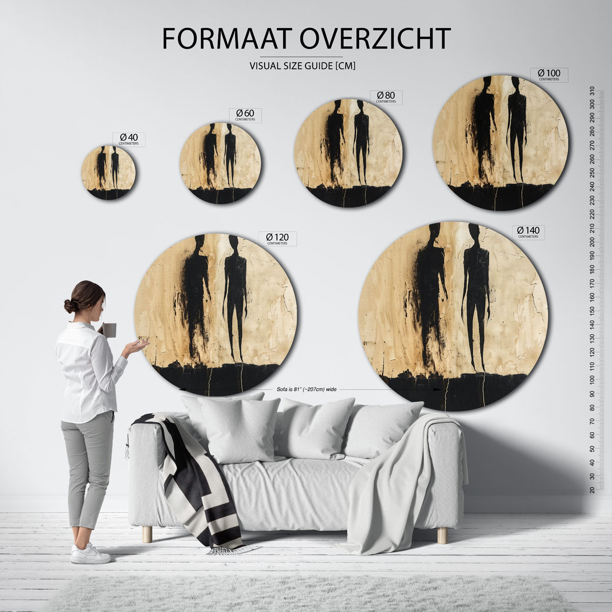 Twee silhouetten Muurcirkel