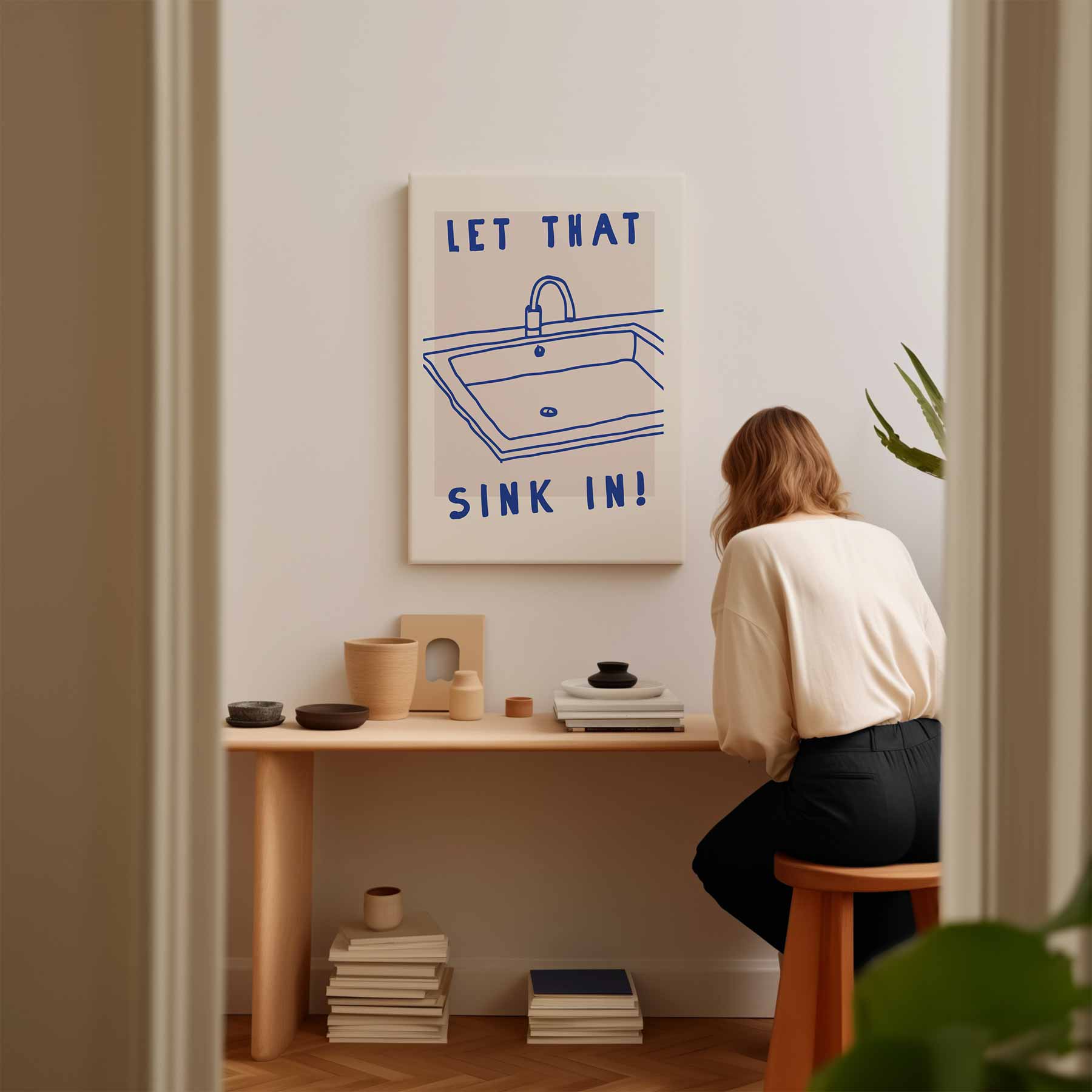 Humoristische Goochelende Gootsteen Print Kunstwerk-canvas-dibond-plexiglas-wanddecoratie-WallArtistic