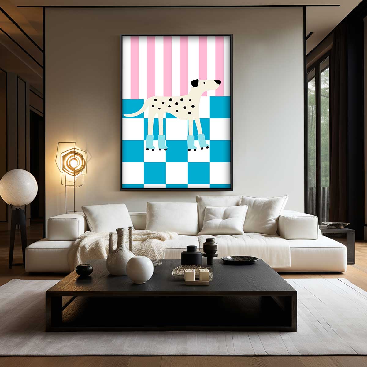 Rollende Dalmatiër Kunstwerk-canvas-dibond-plexiglas-wanddecoratie-WallArtistic