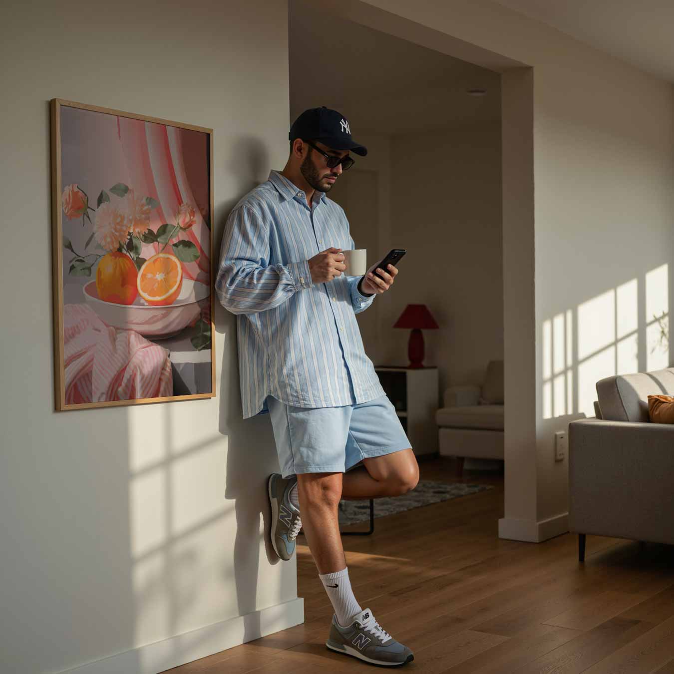 Bloemen en Citrus in Pastel Poster-WallArtistic