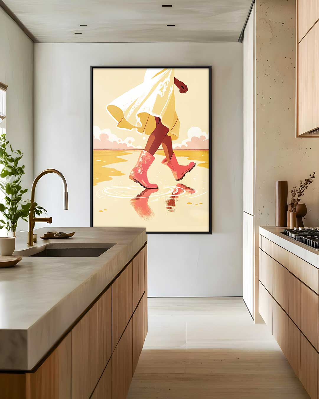 Wandeling in de Regen Kunstwerk-canvas-dibond-plexiglas-wanddecoratie-WallArtistic