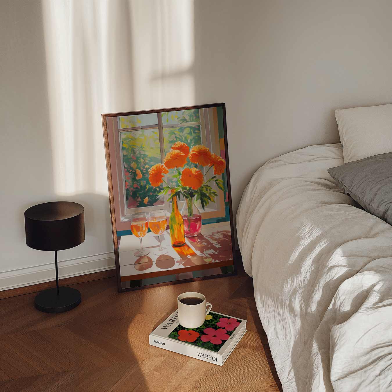 Zonnige Bloemen en Rosé Poster-WallArtistic