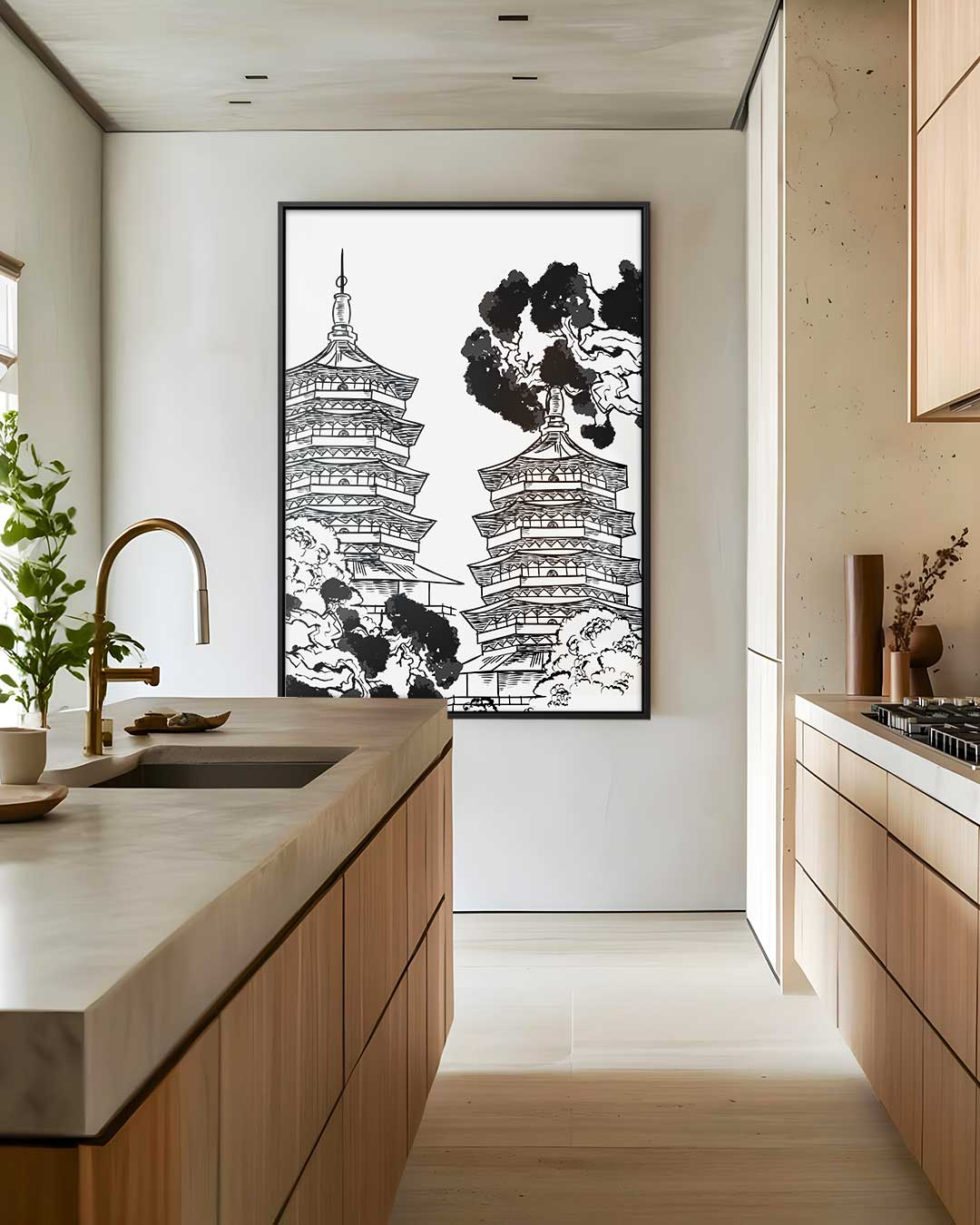 Traditionele Oosterse Pagodes Kunstwerk-canvas-dibond-plexiglas-wanddecoratie-WallArtistic