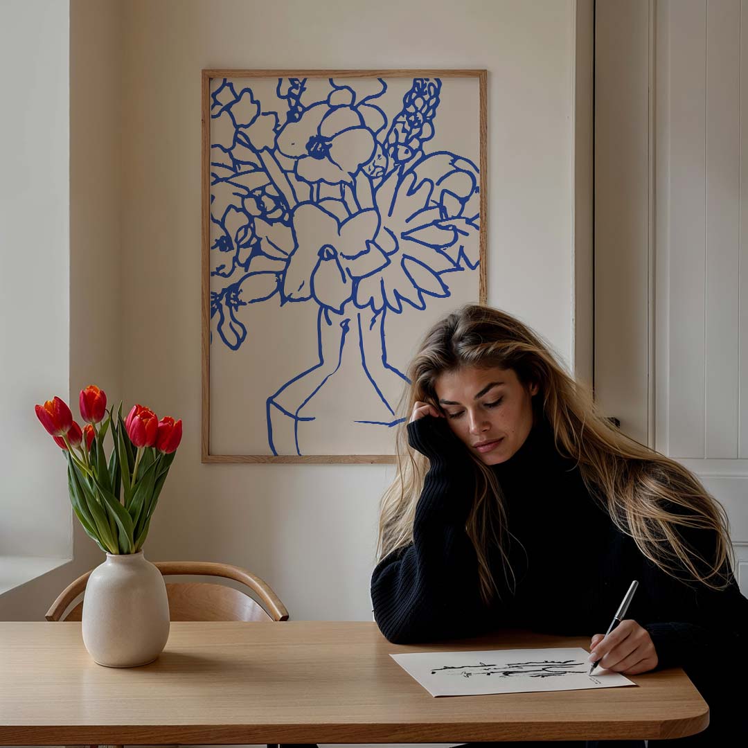 Bloemige Vaas Poster-WallArtistic