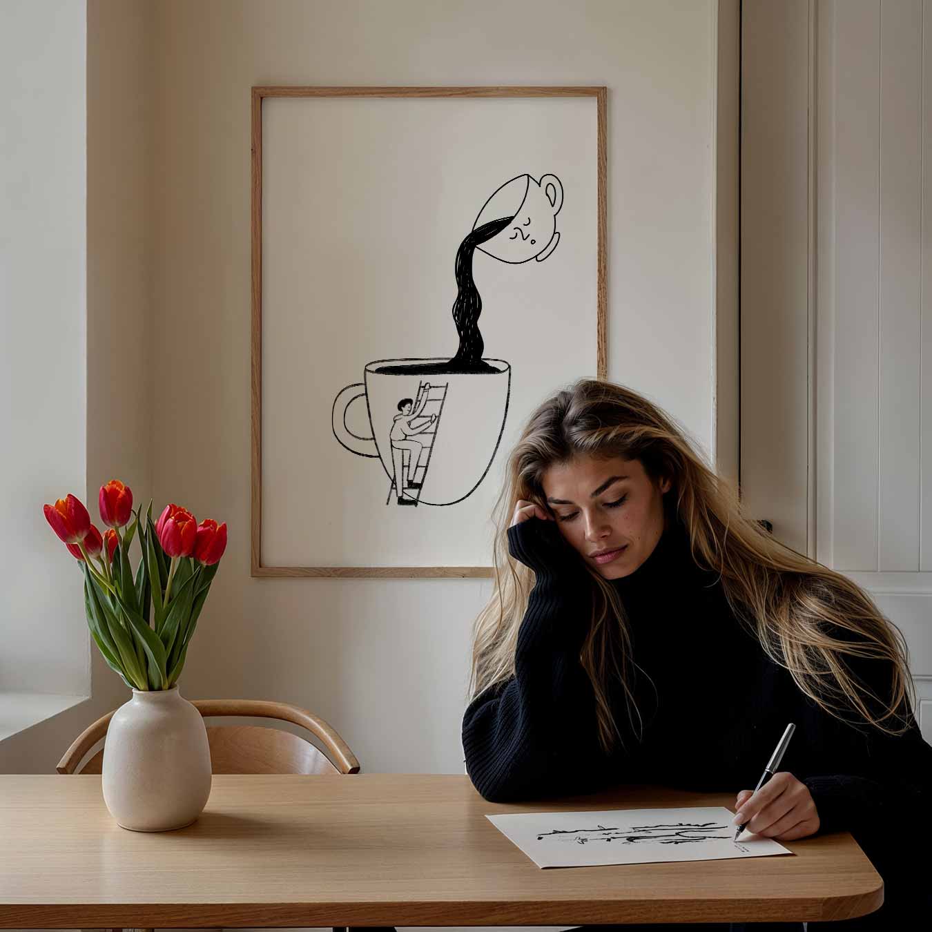 Koffie Avontuur Illustratie Poster