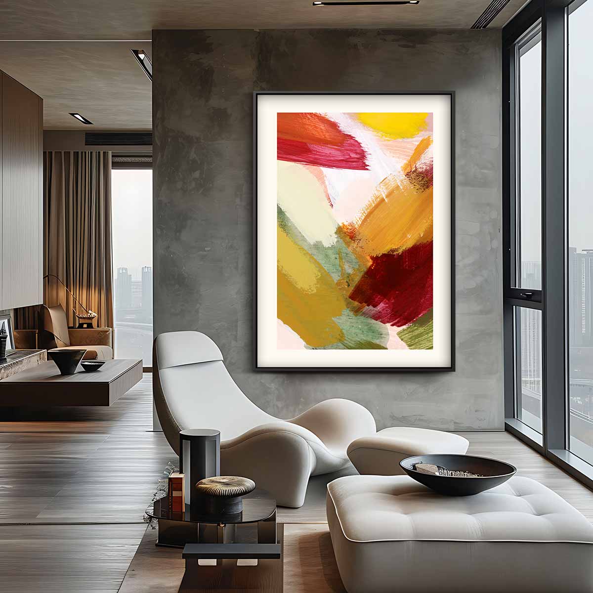 Kleurrijke Streken Symphony Kunstwerk-canvas-dibond-plexiglas-wanddecoratie-WallArtistic
