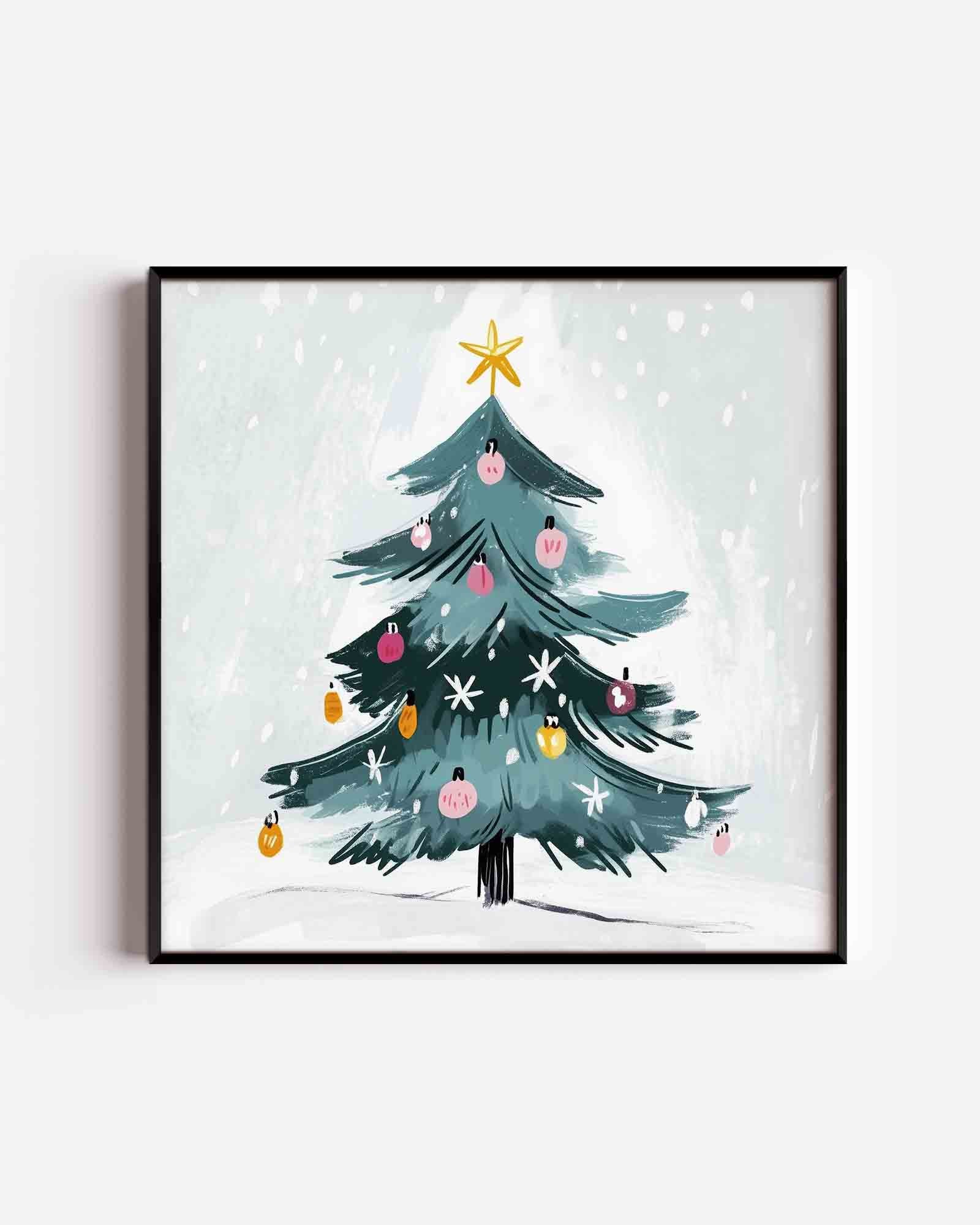 Kerstboom met versiering Poster