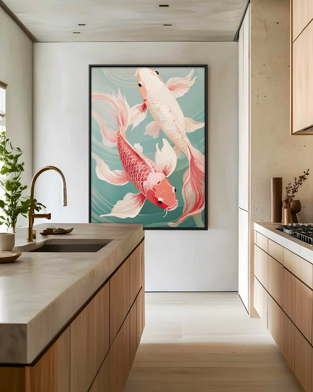 Koi Vissen in Beweging Kunstwerk-canvas-dibond-plexiglas-wanddecoratie-WallArtistic