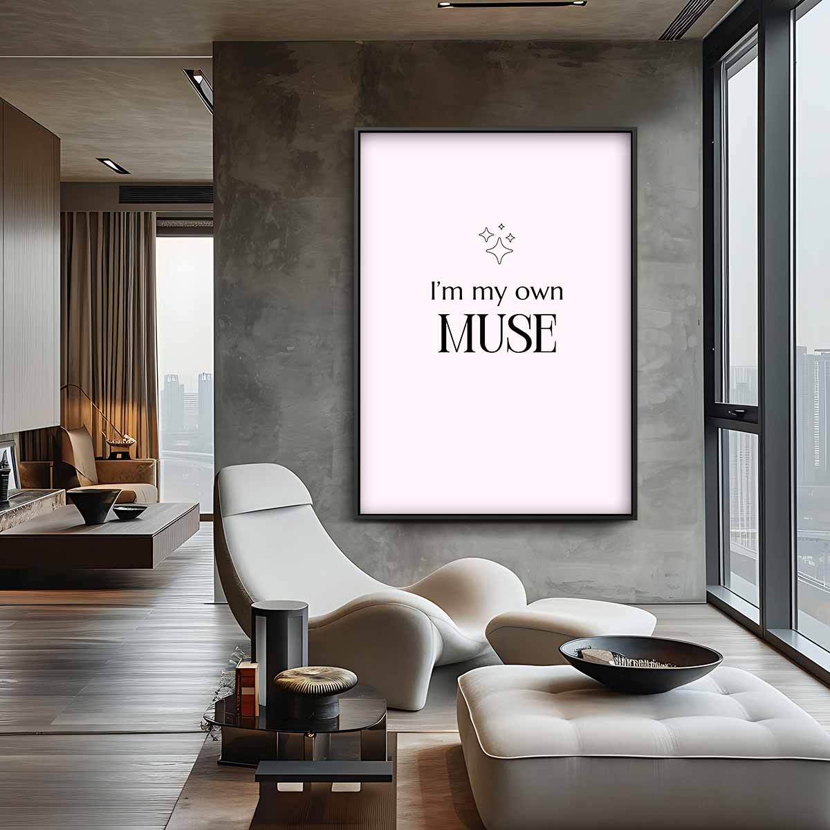 Inspirerende Muurtekst - "I'm My Own Muse Kunstwerk-canvas-dibond-plexiglas-wanddecoratie-WallArtistic