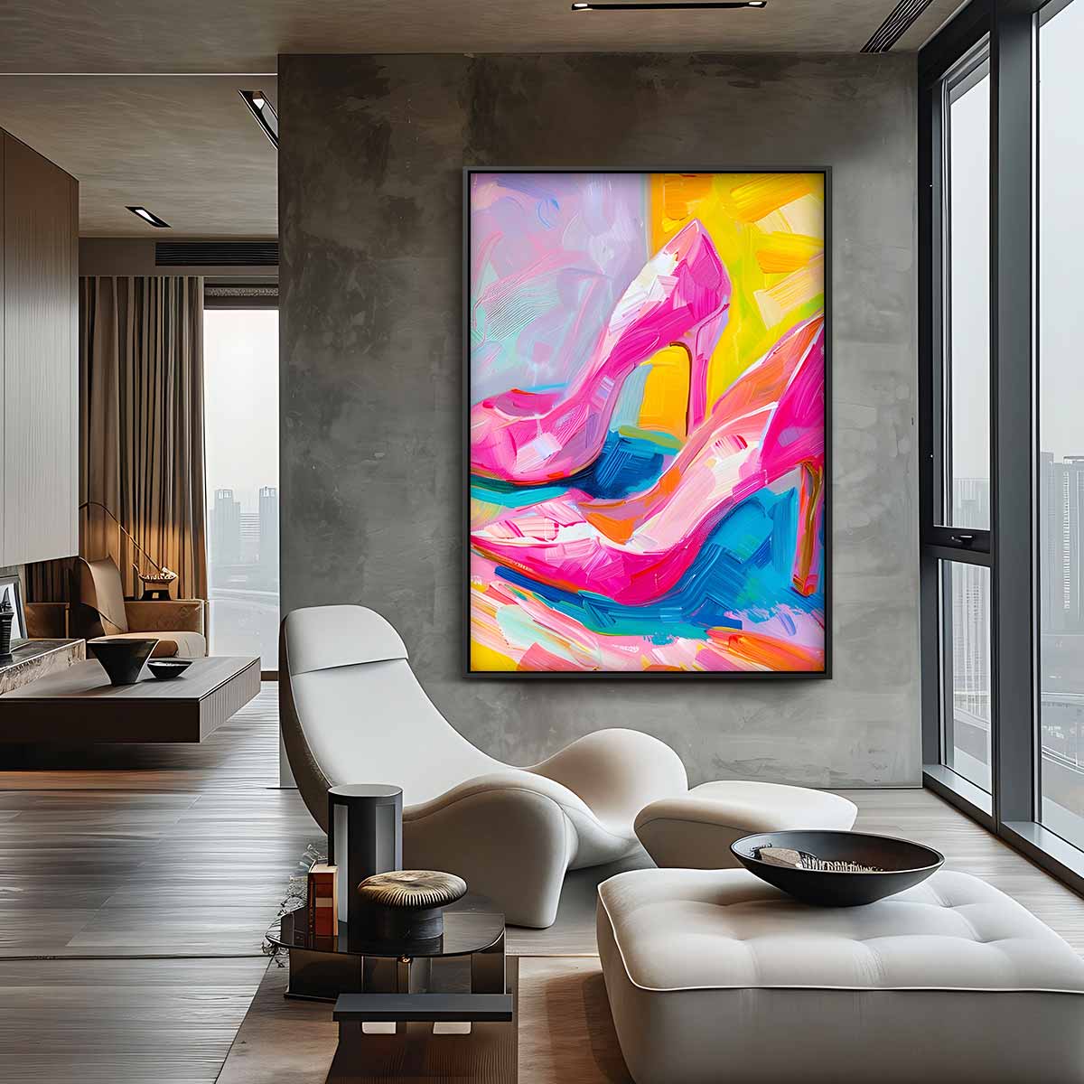 Stijlvolle Roze Pumps Kunstwerk-canvas-dibond-plexiglas-wanddecoratie-WallArtistic