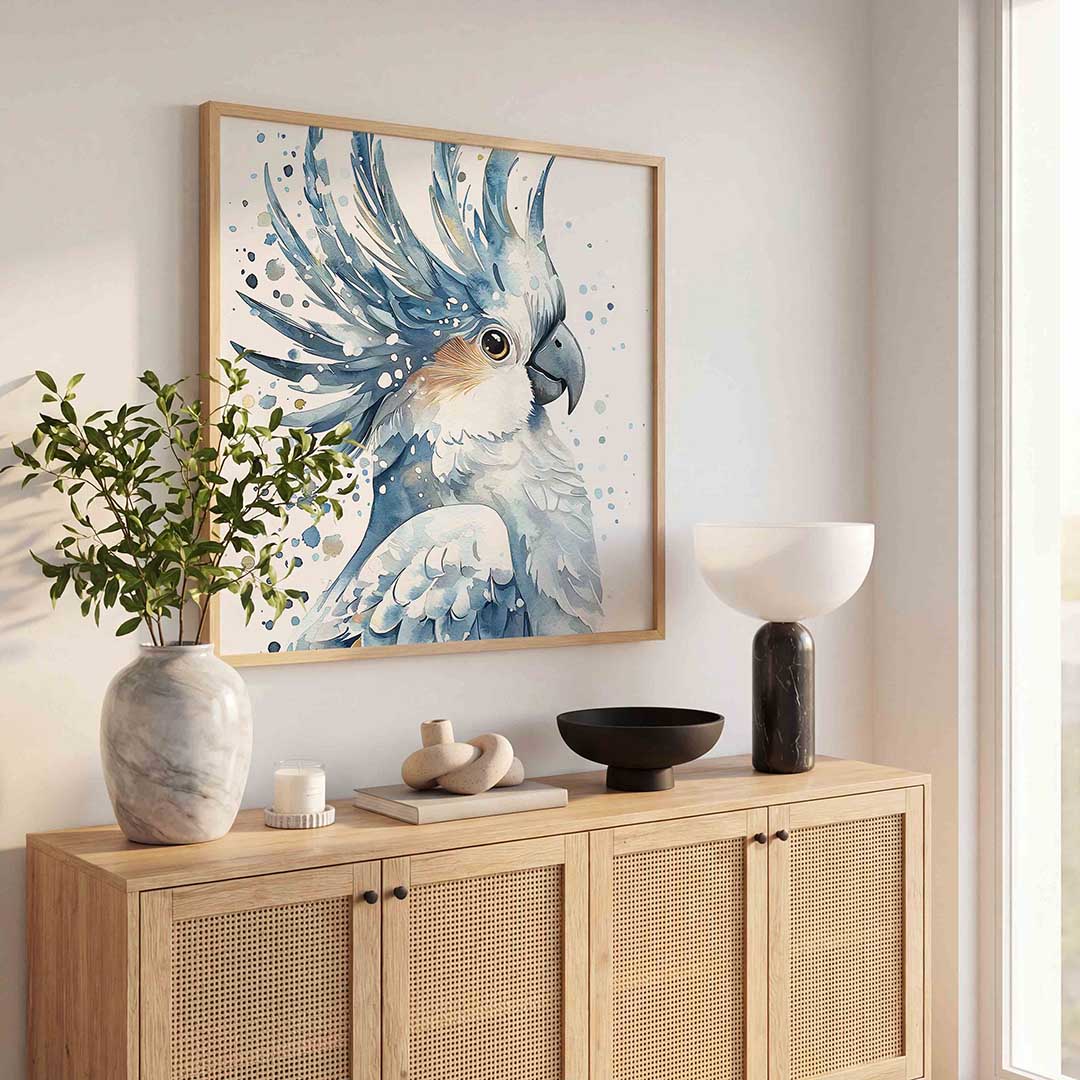 Papegaai in blauw Poster