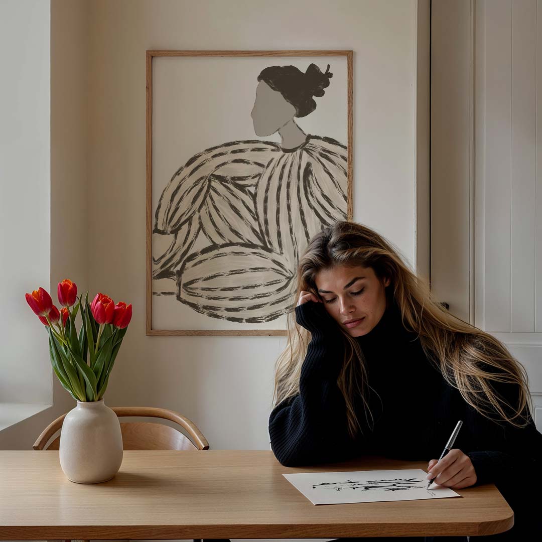 Artistieke Zwart-Wit Vrouw Poster-WallArtistic