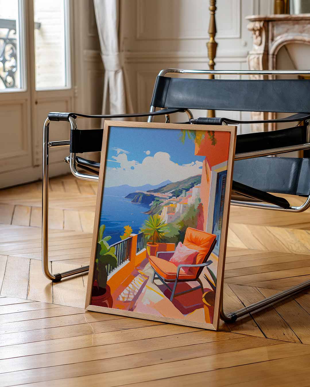 Zonnig Terras aan de Kust Poster