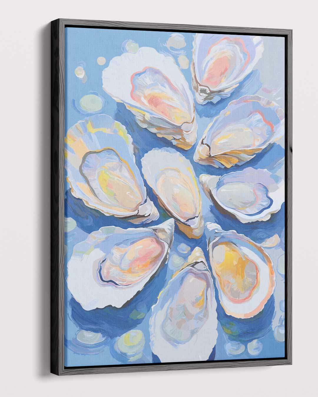 Dromerige Oesters op Blauw Kunstwerk-canvas-dibond-plexiglas-wanddecoratie-WallArtistic