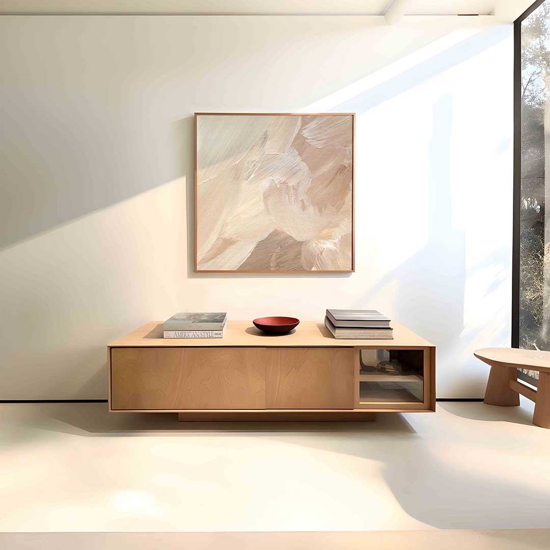 Abstracte beige penseelstreken Poster