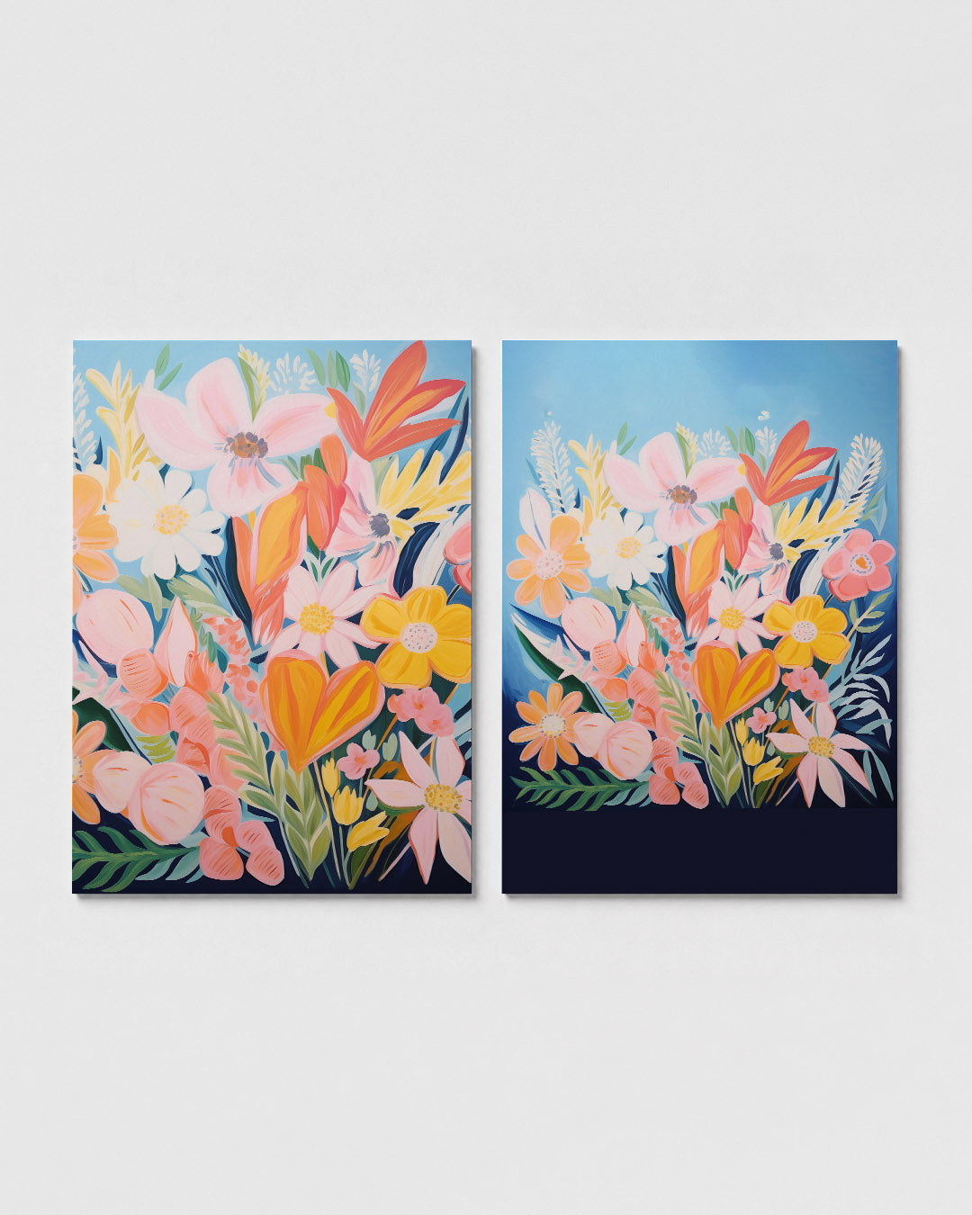 Bloemrijke kleurvlakken Posterset
