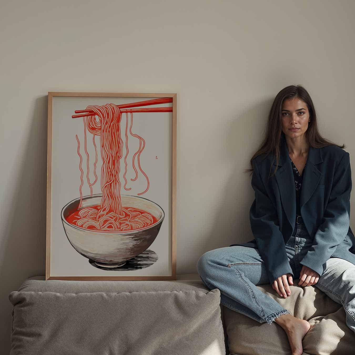 Stijlvolle Noodle Illustratie Poster-WallArtistic