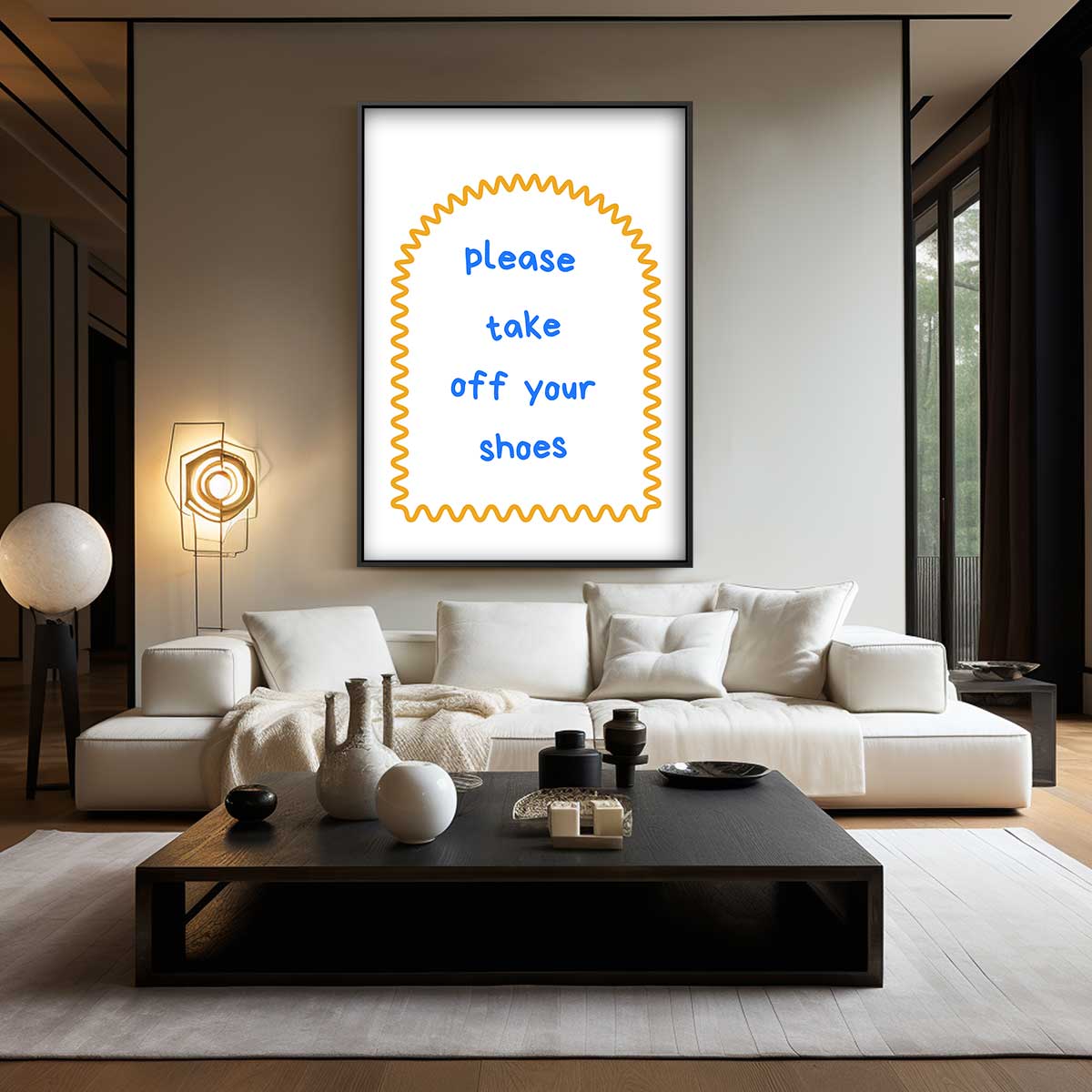Welkomstteken "Please Take Off Your Shoes Kunstwerk-canvas-dibond-plexiglas-wanddecoratie-WallArtistic