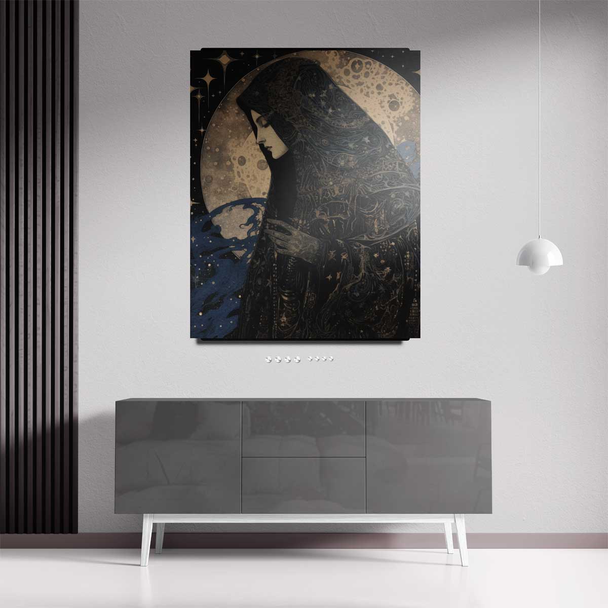 Mystieke Maan Beschouwer Kunstwerk-canvas-dibond-plexiglas-wanddecoratie-WallArtistic