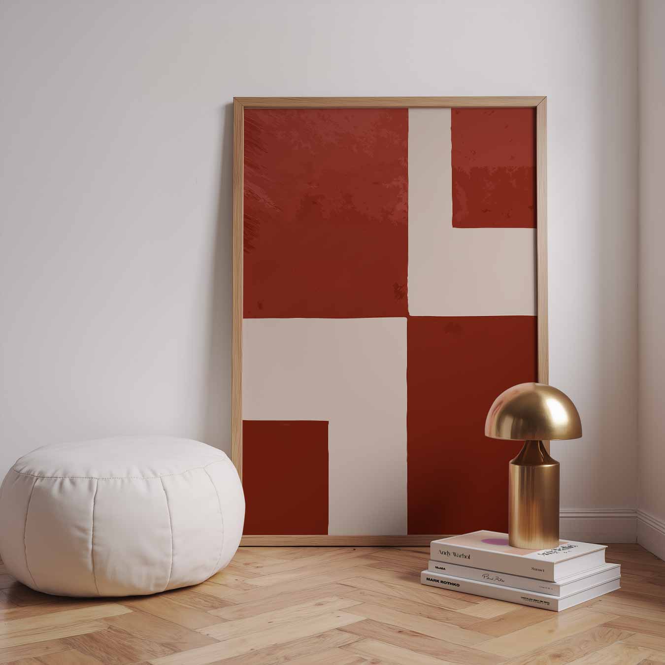 Moderne Minimalistische Rood-wit Poster