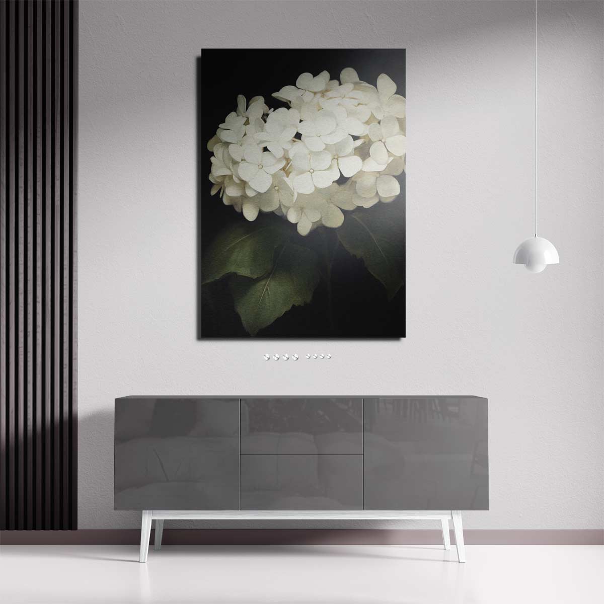 Elegante Witte Hortensia Bloemen Kunstwerk-canvas-dibond-plexiglas-wanddecoratie-WallArtistic