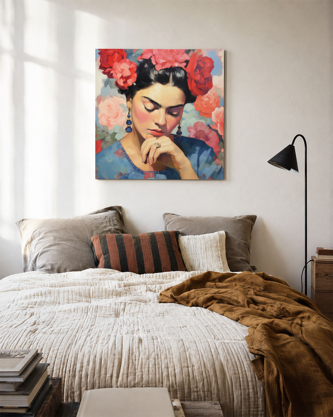Dromerige bloemenportret Kunstwerk