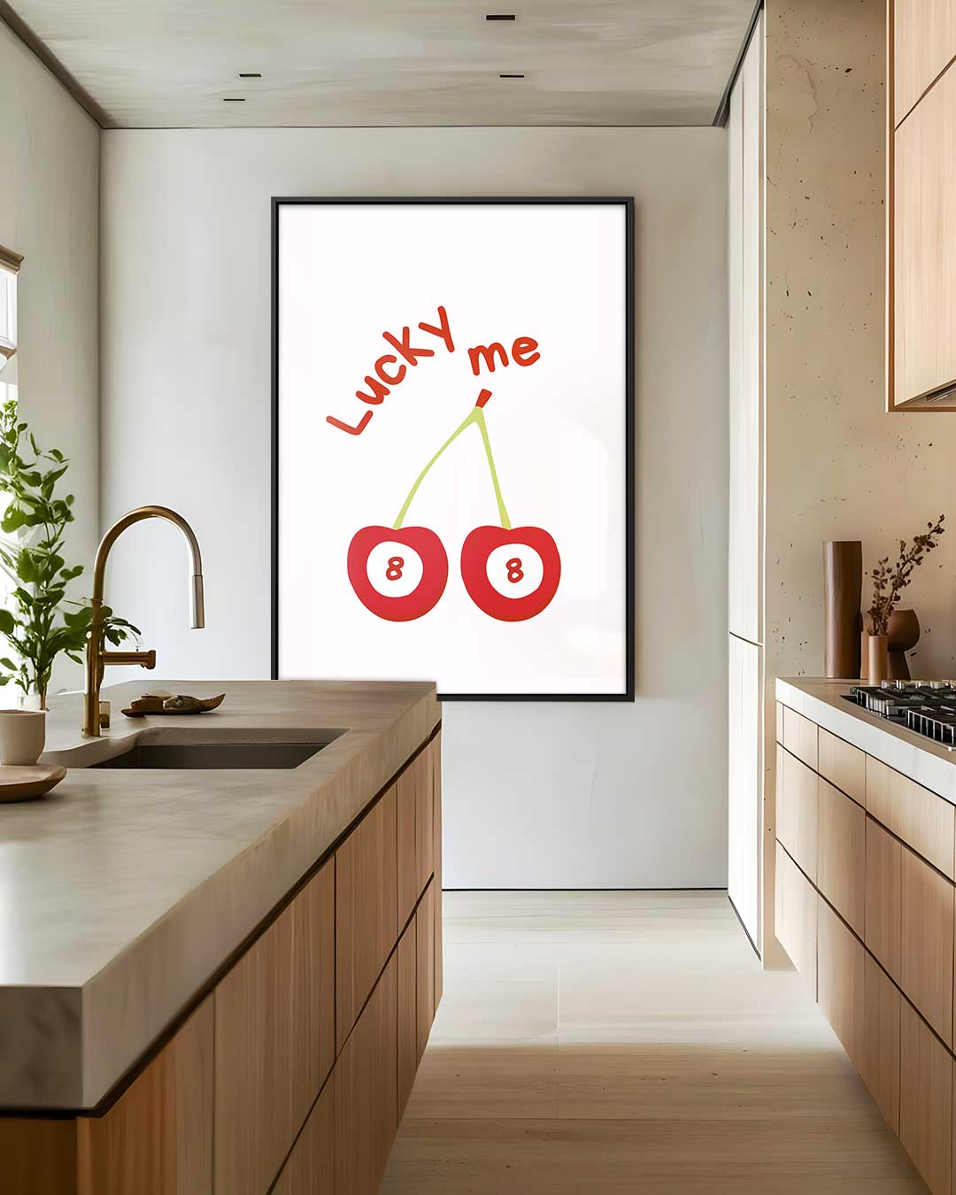 Lucky Me Kersenprint Kunstwerk-canvas-dibond-plexiglas-wanddecoratie-WallArtistic