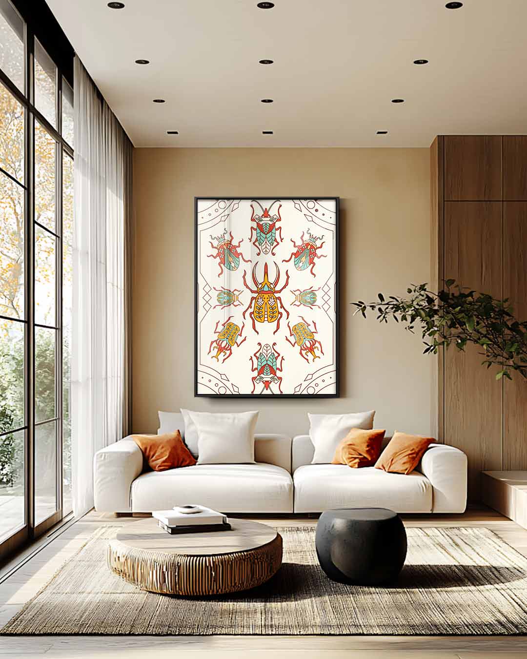 Betoverende Insectenpatroon Illustratie Kunstwerk-canvas-dibond-plexiglas-wanddecoratie-WallArtistic